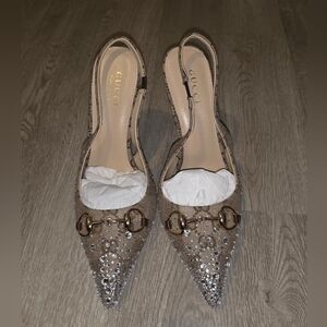 Gucci Women's Tan Crystal Slingback Shoes